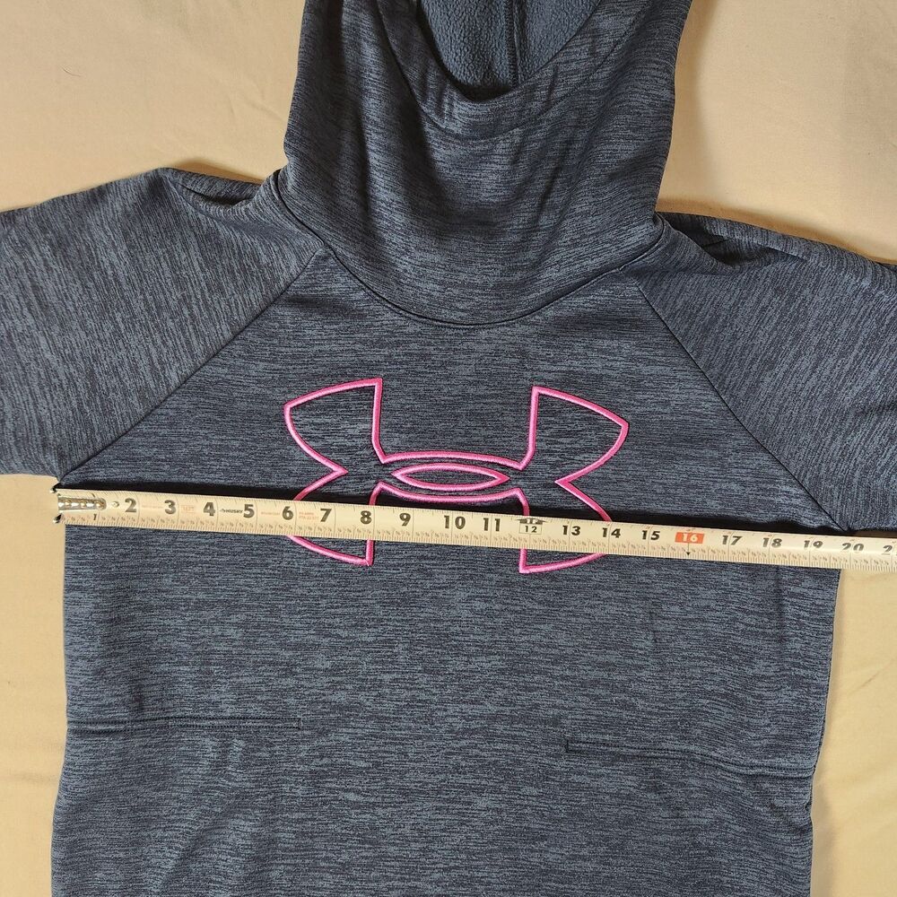 Under Armour Hoodie Womens Medium Blue Coldgear Loose Fit Fleece Lined Logo - Picture 4 of 7